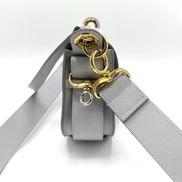 Chloe Gray Crossbody Bag with Gold Accents - Picture 2 of 10